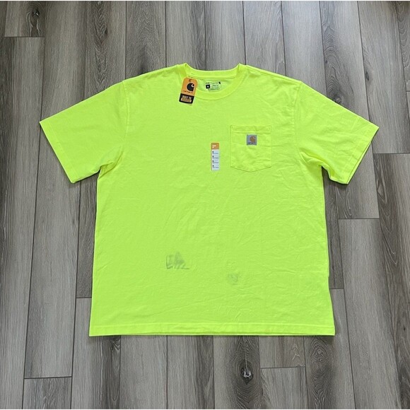 Carhartt Bright Yellow Loose Fit Pocket Short Sleeve T-Shirt Men Size XL Loose - Picture 1 of 11
